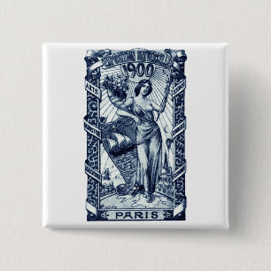 1900 Paris International Expo Poster Vierkante Button 5,1 Cm