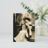 1900 Parisian Woman Drink Champagne Briefkaart (Staand voorkant)