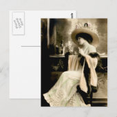 1900 Parisian Woman Drink Champagne Briefkaart (Voorkant / Achterkant)