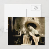 1900 Parisian Woman Drink Champagne Briefkaart (Voorkant / Achterkant)