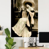 1900 Parisian Woman Drink Champagne Poster (Thuiskantoor)