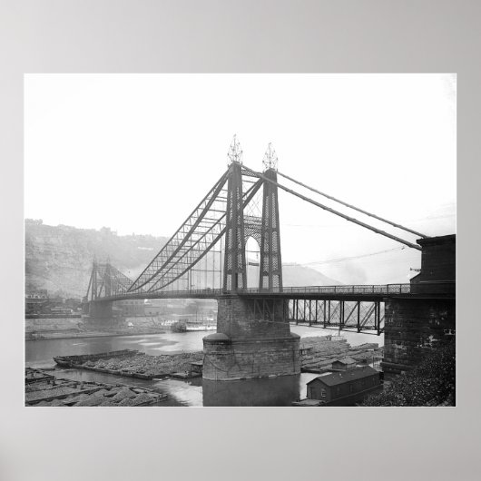 1900 Pointe Bridge Pittsburgh Pa. Afdrukken Poster (Voorkant)