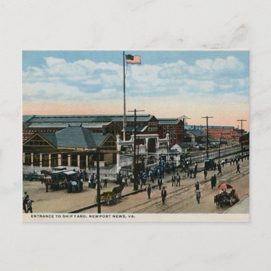 1900 Ship Yard Newport News VA Briefkaart (Voorkant)