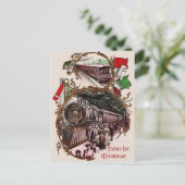 1900 Thuis voor de Kersttrein Feestdagenkaart (Staand voorkant)