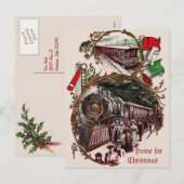 1900 Thuis voor de Kersttrein Feestdagenkaart (Voorkant / Achterkant)