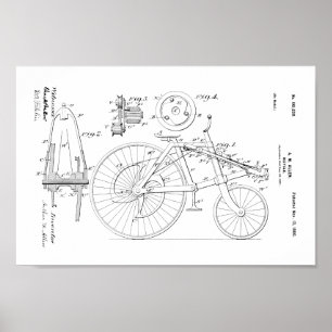 1900 US Patent Art-afdrukken voor fietsen Poster