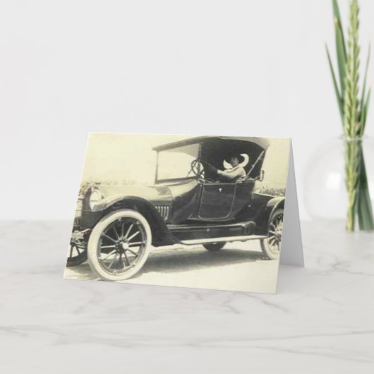 1900 Vrouw Rijdend Auto wenskaart Kaart (Voorkant)