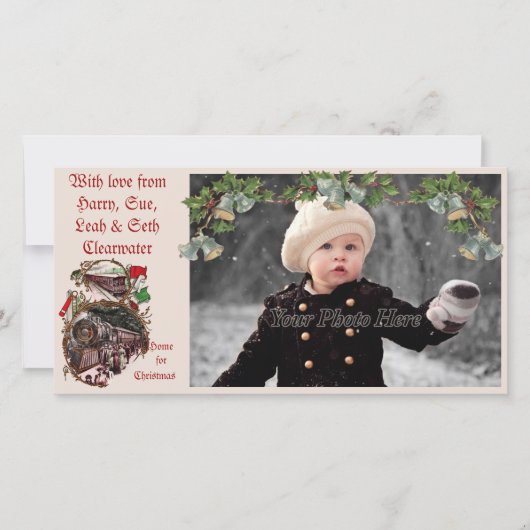 1900s Home voor kersttrein Fotocard Holiday C Feestdagenkaart (Voorkant)