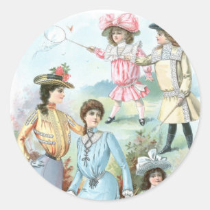 1900s Mode Petten Ronde Sticker