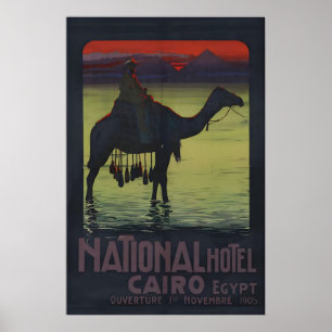 1900s “Nationaal Hotel Caïro Egypte” Piramides Poster