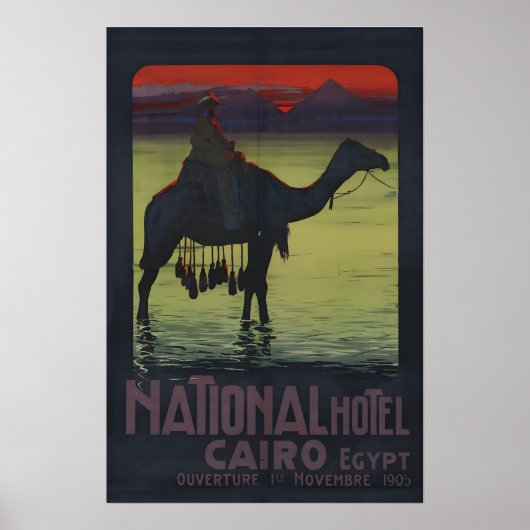 1900s “Nationaal Hotel Caïro Egypte” Piramides Poster (Voorkant)