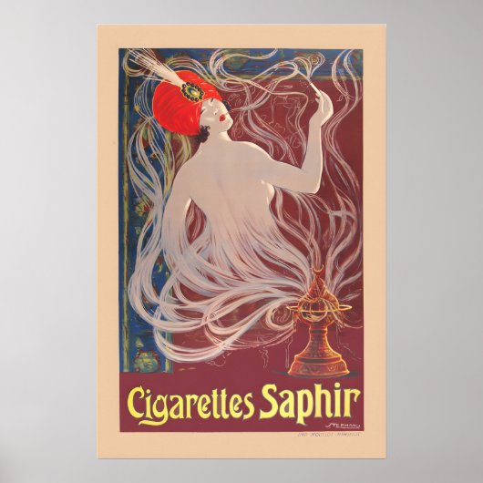 1900s Sigaretten Saphir Vintage Stijl Tabak Poster (Voorkant)