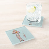  1900's vrouw glazen onderzetter (Schuin)