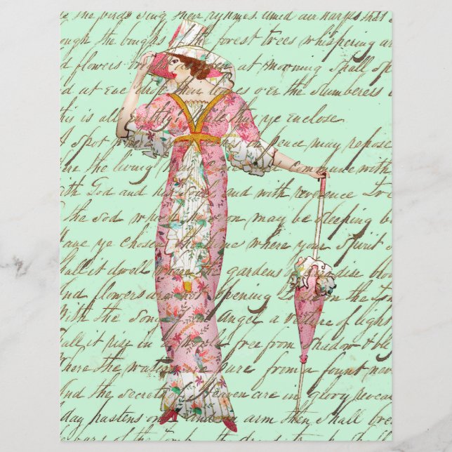  1900's vrouw paraplu oud script schrijven (Voorkant)