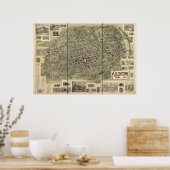 1901 Allentown, PA Birds Eye Uitzicht Panoramic Ma Poster (Keuken)