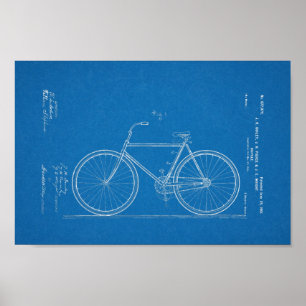 1901  blauwdruk voor fietspatronen afdrukken poster