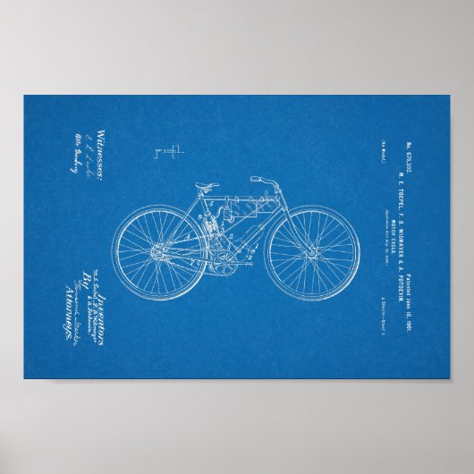 1901 blauwdruk voor fietspatronen poster (Voorkant)