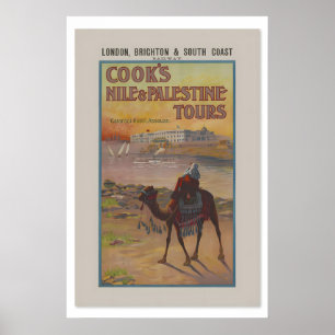 1901 Cooks Nijl & Palestina Reis in Vintage Stijl Poster