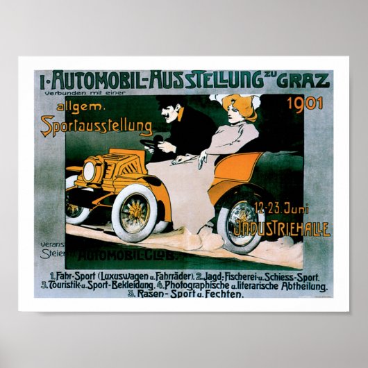 1901 Graz Automobile Art Print Poster (Voorkant)