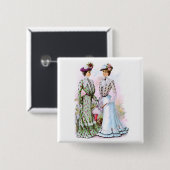 1901  jurken vierkante button 5,1 cm (Voorkant /achterkant)