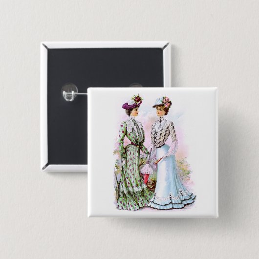 1901  jurken vierkante button 5,1 cm (Voorkant /achterkant)