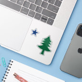 1901 Maine Flag Clear Sticker Set (Laptop met iPhone)