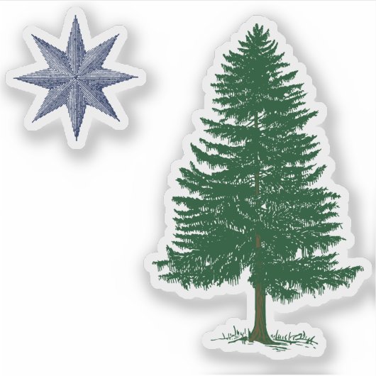 1901 Maine Flag Clear Sticker Set -  stijl (Voorkant)