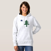 1901 Maine Flag Faux Cross Stitch Hoodie (Voorkant volledig)