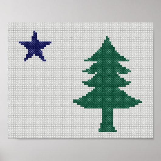 1901 Maine Flag Faux Cross-Stitch Poster (Voorkant)
