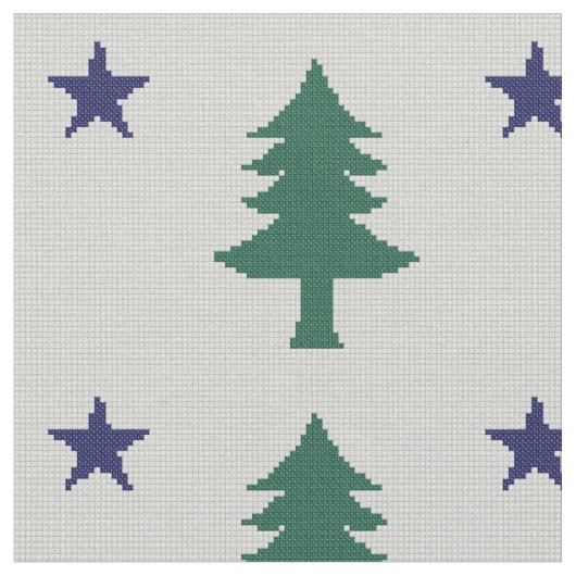 1901 Maine Flag Faux Cross Stitch Stof (Close Up)