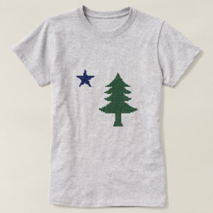 1901 Maine Flag Faux Cross Stitch T-shirt