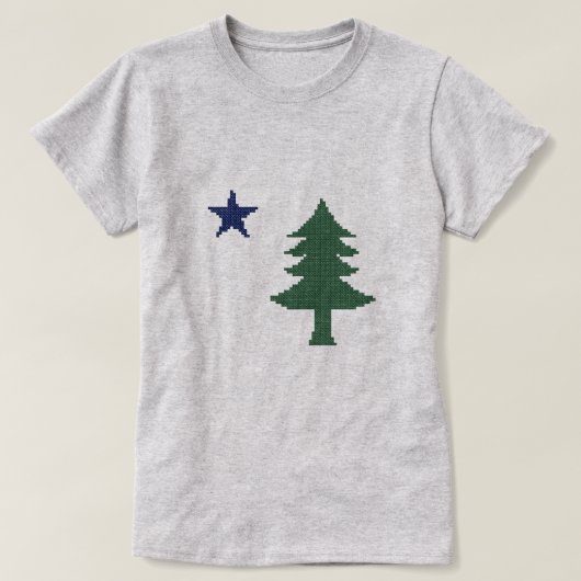 1901 Maine Flag Faux Cross Stitch T-shirt (Design voorkant)