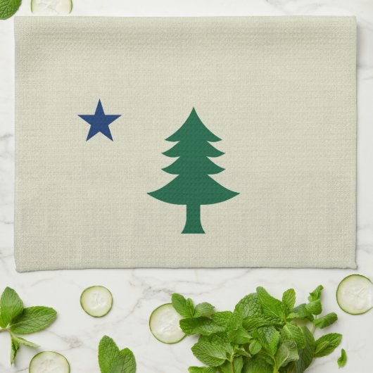 1901 Maine Flag Kitchen Handdoek (Gevouwen)