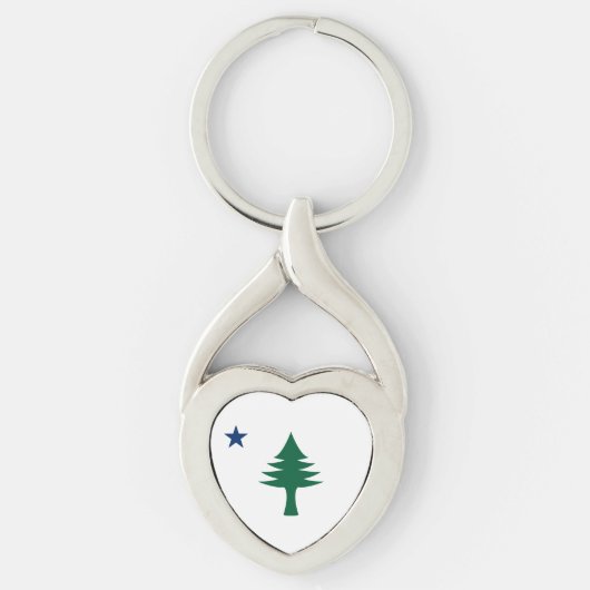 1901 Maine Flag Metal Heart Keychain (Voorkant)