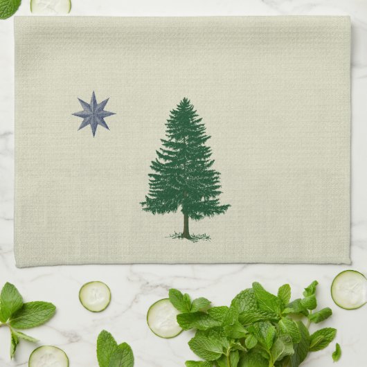 1901 Maine Flag -  Style Kitchen Handdoek (Gevouwen)