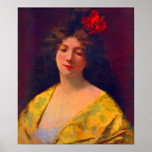 1901 mooie dame met een sjaal poster