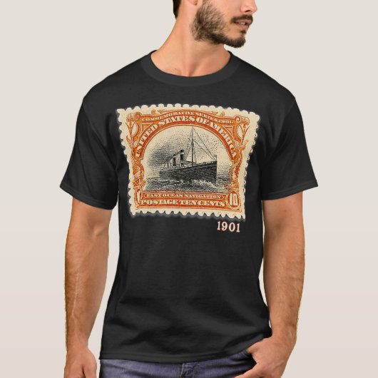 1901 Verenigde Staten Postzegel Herdenking Ocean L T-shirt (Voorkant)