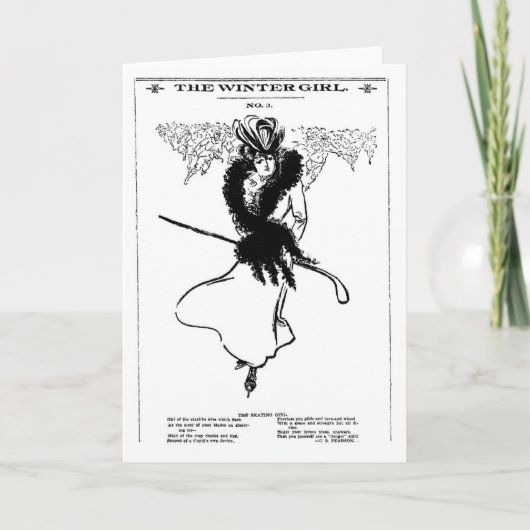 1901 Winter Schaatsen Meisje Mode Kaart (Voorkant)