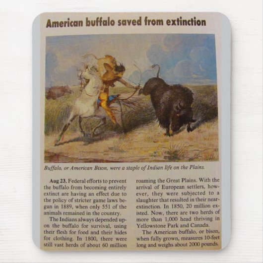 1902 Amerikaanse bizon gered van uitsterven Muismat (Voorkant)