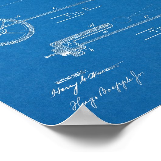 1902 Bicycle Gear Patent Art Drawing Print (Hoek)