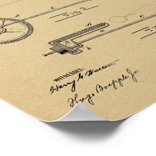 1902 Bicycle Gear Patent Art Drawing Print (Hoek)