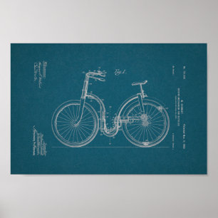 1902  blauwdruk voor fietspatronen afdrukken poster
