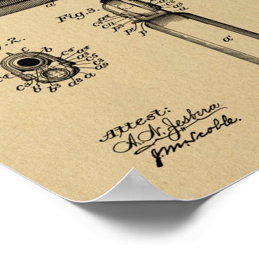 1902 Browning Pistool Patent Art Drawing Print (Hoek)