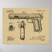 1902 Browning Pistool Patent Art Drawing Print (Voorkant)