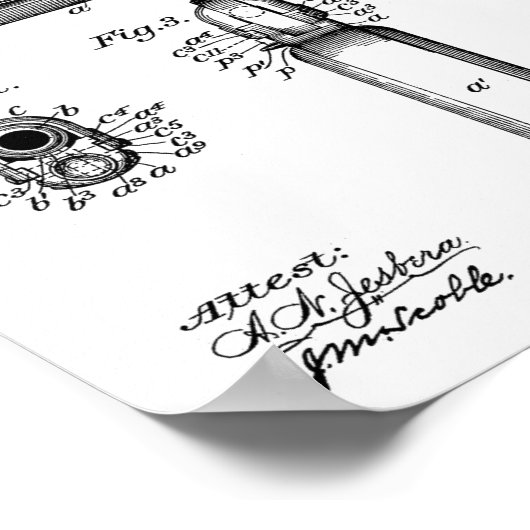 1902 Browning Pistool Patent Art Drawing Print (Hoek)