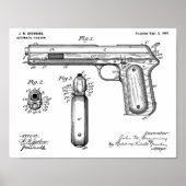 1902 Browning Pistool Patent Art Drawing Print (Voorkant)
