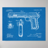1902 Browning Pistool Patent Art Drawing Print (Voorkant)