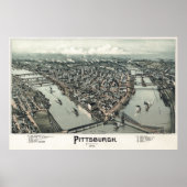 1902 HAND DRAWN MAP VAN PITTSBURGH POSTER (Voorkant)