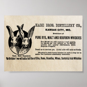 1902  Hare Bros. Distillery Co. Ad Poster