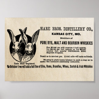 1902 Hare Bros. Distillery Co. Ad Poster